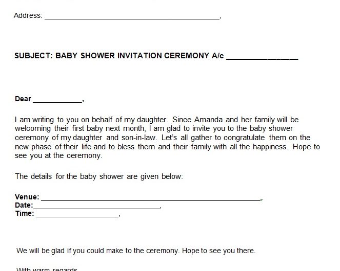 Baby shower Invitation Letter Template
