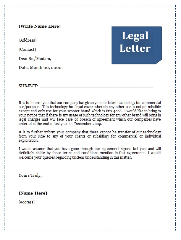 Legal Letter Sample