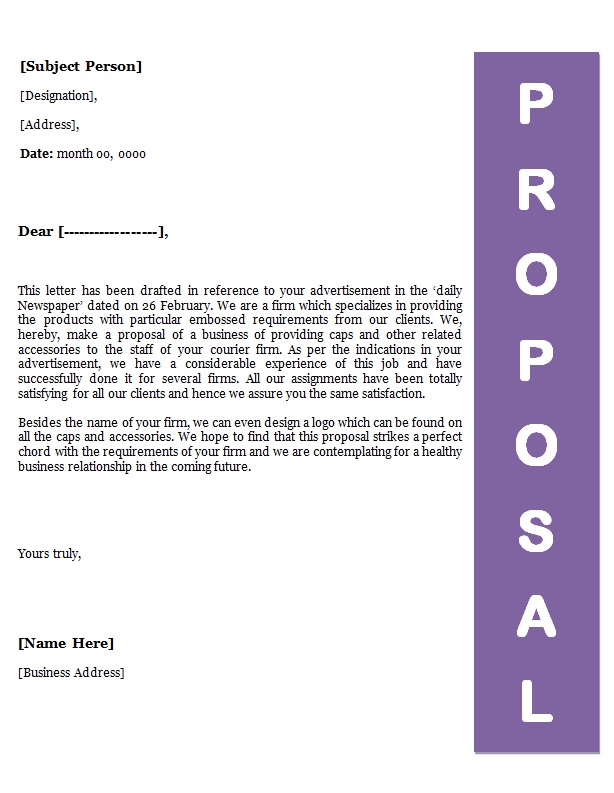 Proposal Letter Format