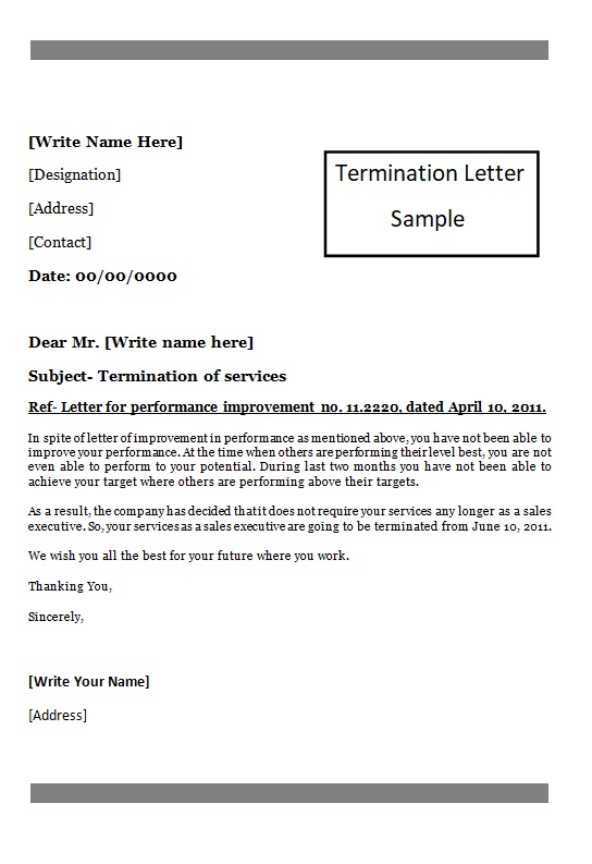 Termination Letter Sample