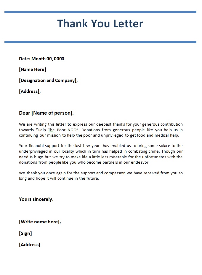 Thank You Letter Template