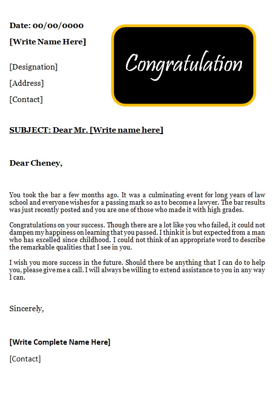 Congratulation Letter Format