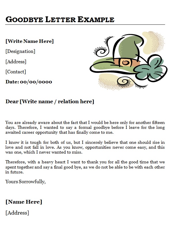 Goodbye Letter Example