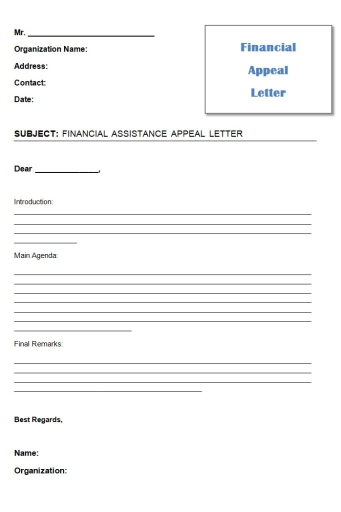 Financial Appeal Letter Template