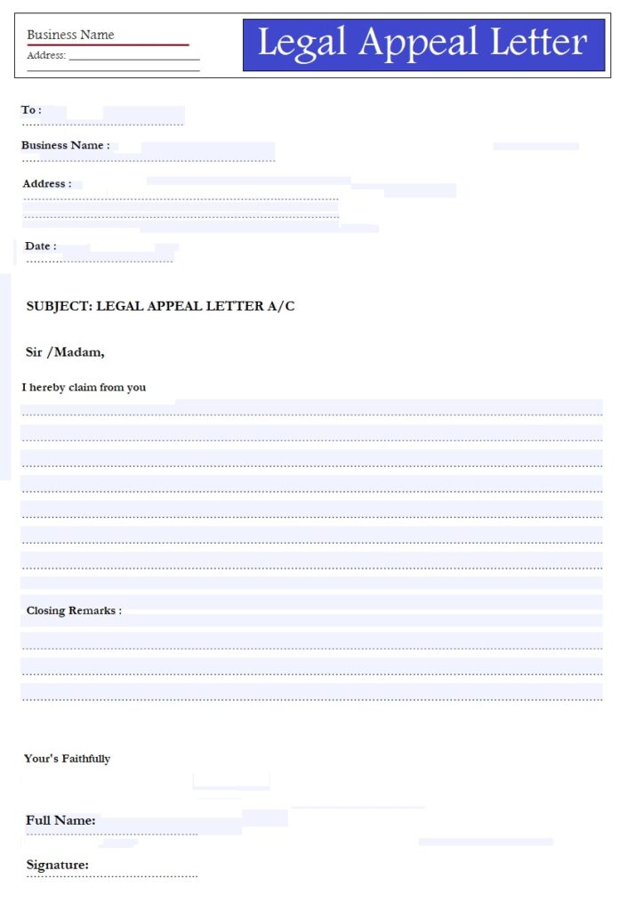Legal Appeal Letter Template