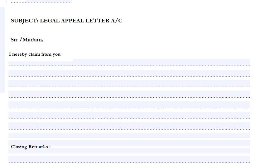 Legal Appeal Letter Template