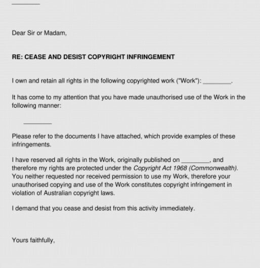 Copyrights Legal Letter Template