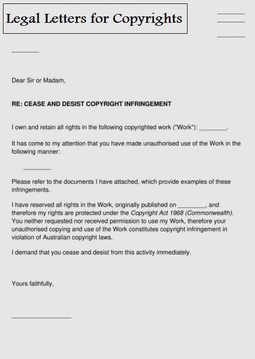 Legal Letter For Copyrights Template