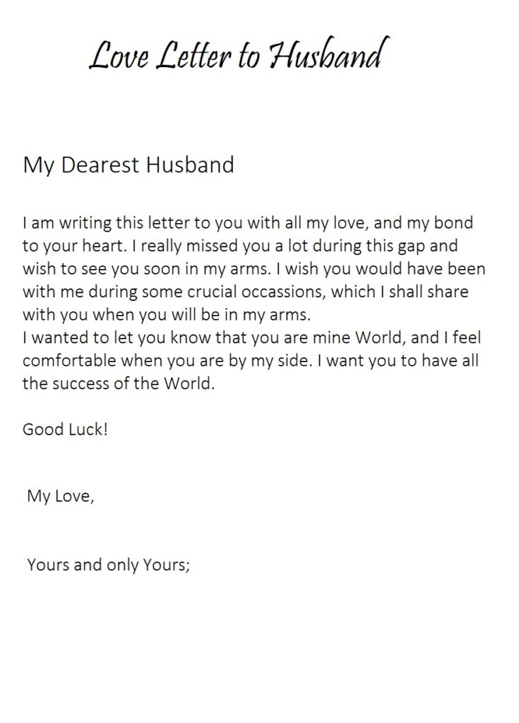 Love Letter to Husband Template