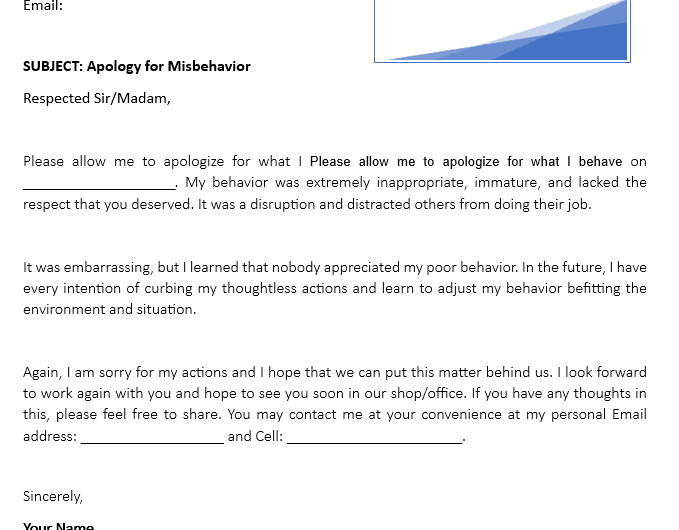 Misbehavior Apology Letter Template