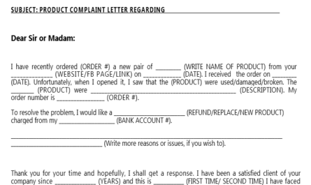 Product-Complaint-Letter-Template